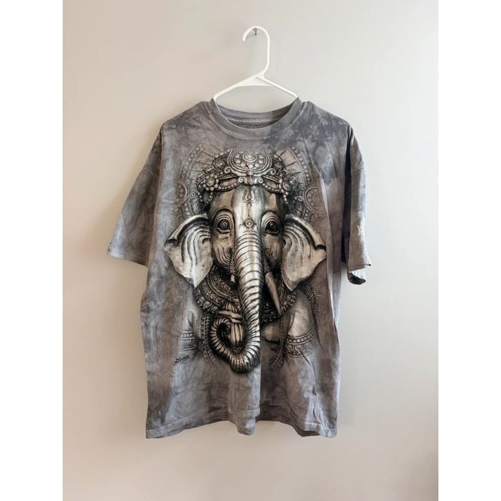 Vintage Y2K The Mountain Ganesh Grey Tie Dye Yak Yeti, AOP, graphic tee, USA